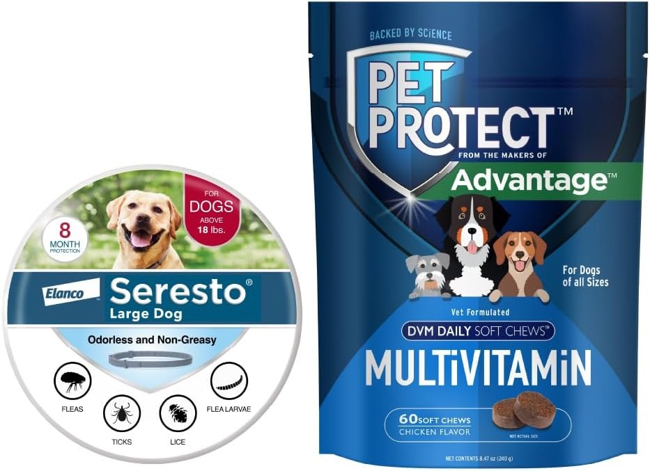 Seresto Large Dog Collar + Pet Protect Supplement Sets